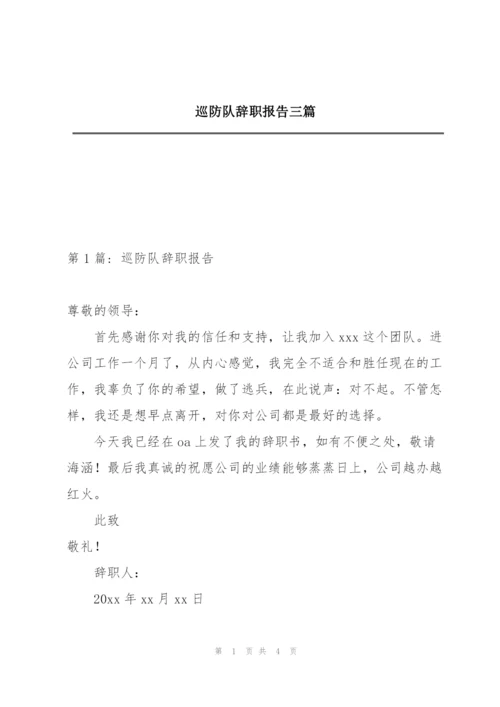 巡防队辞职报告三篇.docx