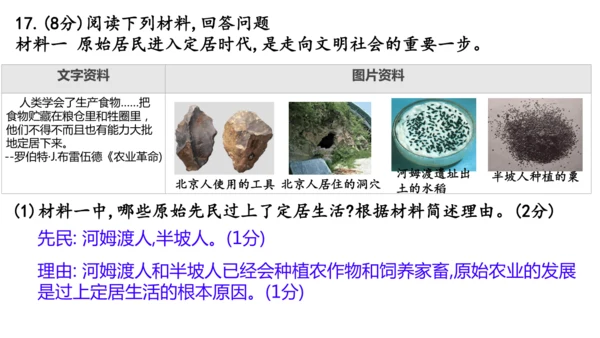七年级历史上册第一单元 史前时期：原始社会与中华文明的起源   单元练习  课件（22张PPT）