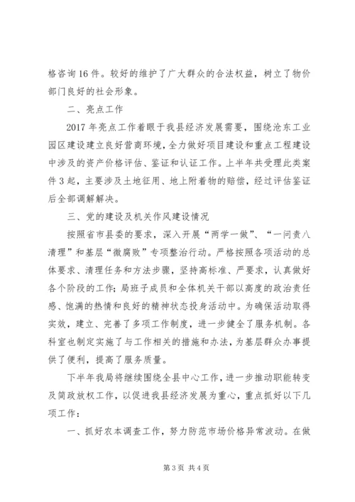 物价局XX年上半年度工作总结及下半年计划_1.docx