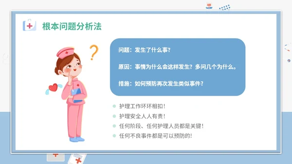 简约插画卡通医疗医院医生护士护理不良事件课件教学模板护理培训