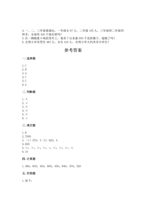 人教版三年级上册数学期中测试卷精品【基础题】.docx