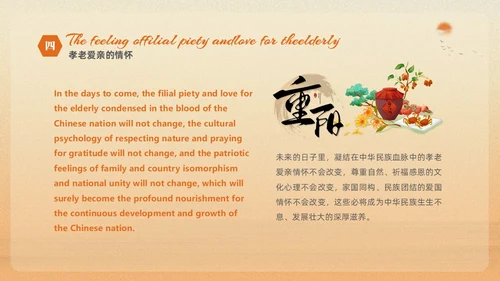 黄色渐变淡雅温馨中国传统节日重阳节英文介绍