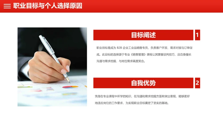 红色简约工商管理专业大学生职业生涯规划发展展示PPT模版