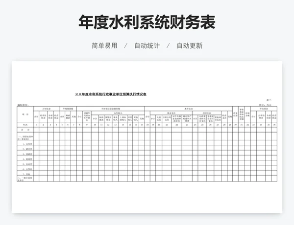 年度水利系统财务表