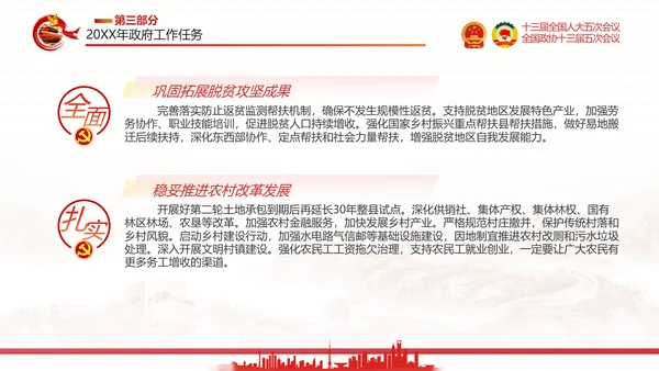 两会政府工作报告通用PPT党课模板