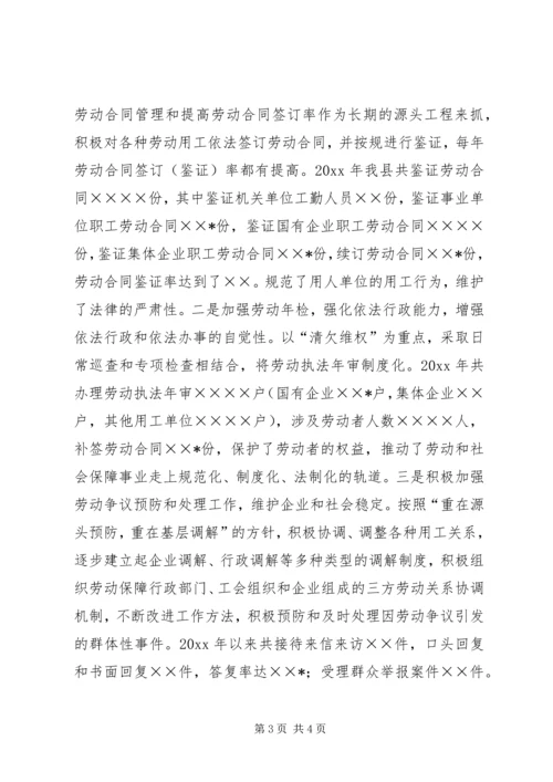 县贯彻实施劳动法情况汇报 (2).docx