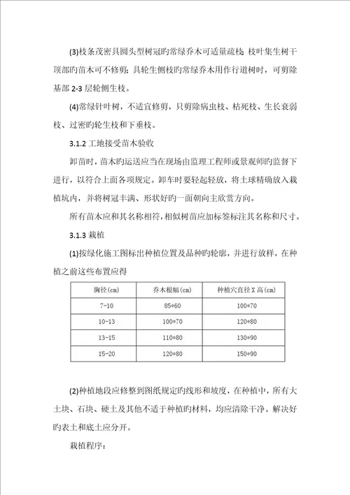 绿化综合施工重点技术交底