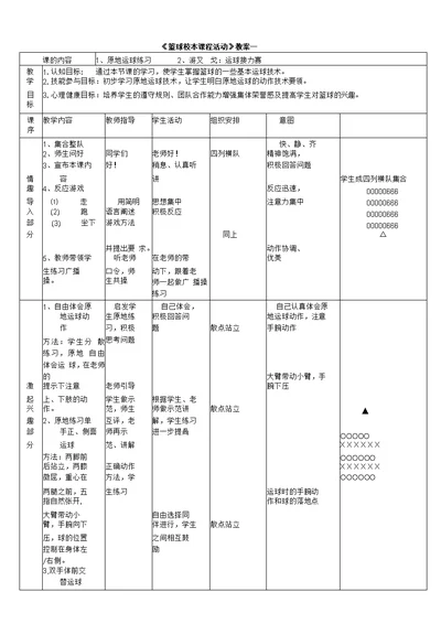 篮球兴趣小组教案 篮球教案