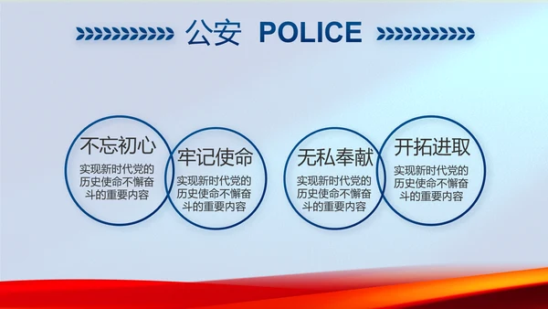 蓝色警察公安机关年终工作总结PPT动态模板