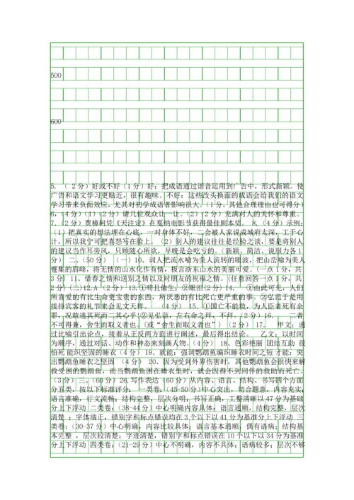 2014阜宁新沟中考语文模拟试卷有答案.docx