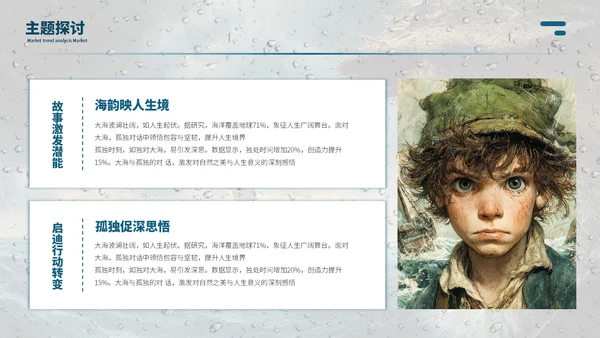 蓝色商务风【老人与海】读书分享ppt模板