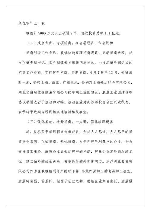 毛李镇一季度招商引资工作情况汇报