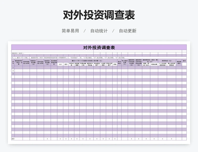 对外投资调查表