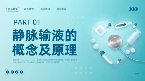蓝色卡通静脉输液培训PPT模板宣传PPT动态PPT