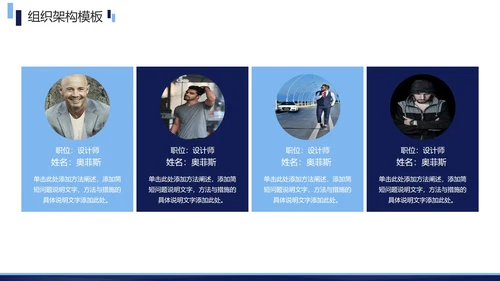 蓝色简约商务企业组织架构图合集PPT模板
