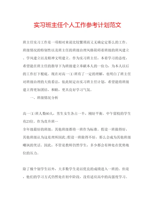 精编实习班主任个人工作参考计划范文.docx