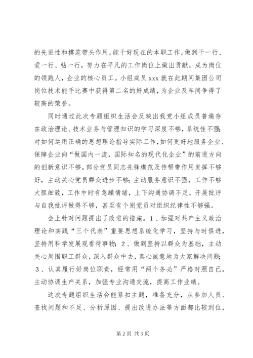 党小组专题组织生活会情况汇报.docx