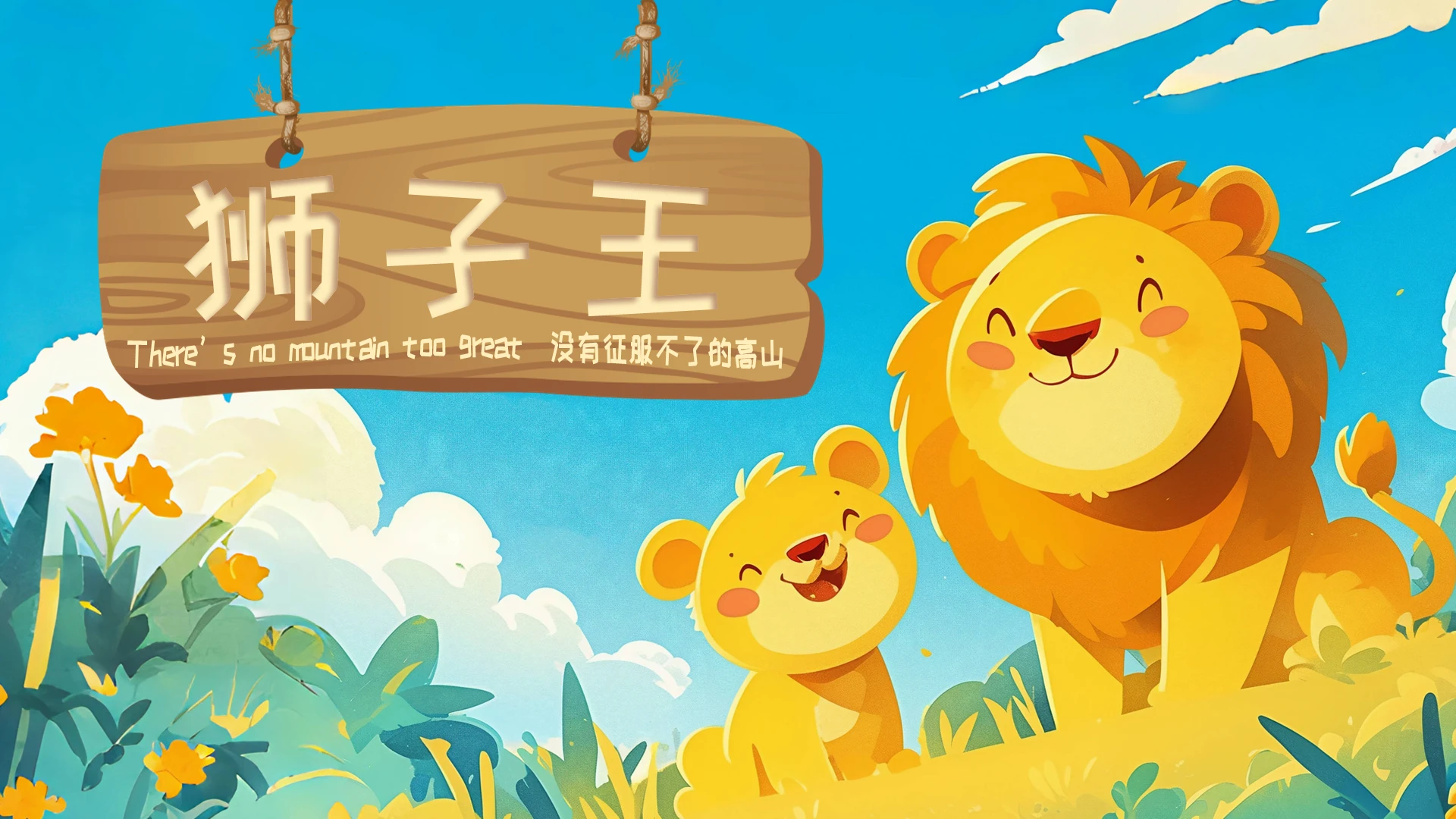 蓝色卡通静态狮子王电影鉴赏PPT电影分享