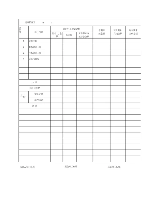 市政建设工程计量支付文件