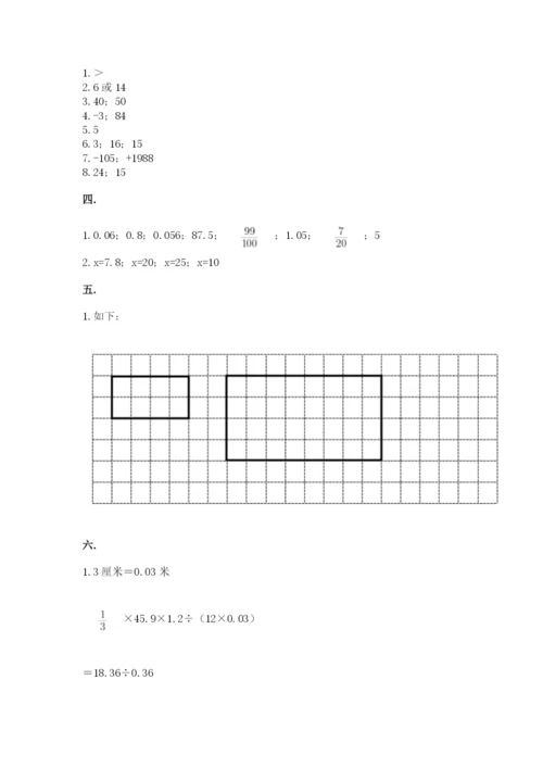 小学六年级数学期末自测题附答案（模拟题）.docx