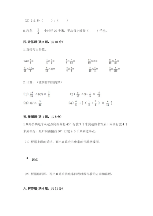 人教版六年级上册数学期末测试卷及答案【名师系列】.docx