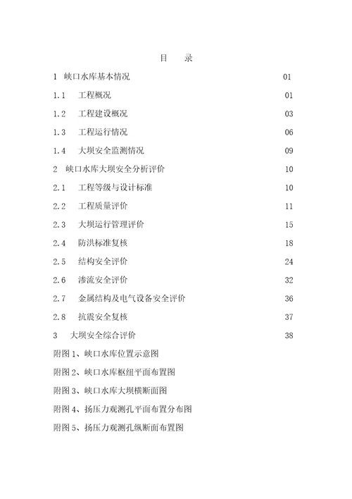 某市峡口水库大坝安全评价总报告document50页