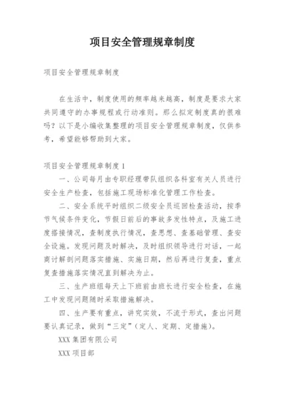 项目安全管理规章制度.docx