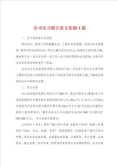 公司实习报告范文4篇