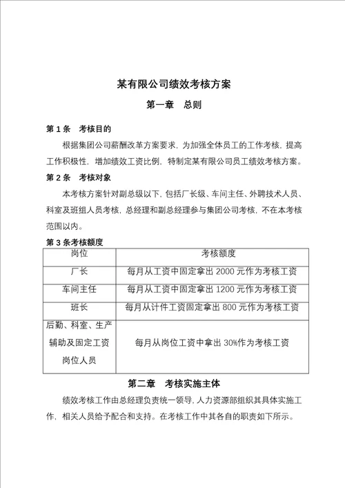 某生产公司员工绩效360考核方案实用版