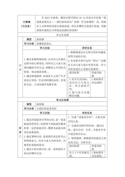 【大单元教学设计】统编版五年级下册道德与法治 第一单元备课教案