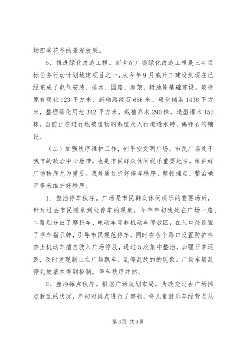 市城市广场管理处XX年工作总结暨XX年工作计划.docx