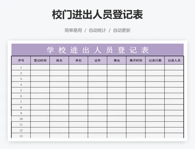 校门进出人员登记表