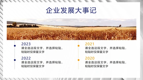 蓝色城市实景时间轴企业发展大事件PPT模板