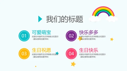 蓝色生日快乐电子相册动态PPT模板