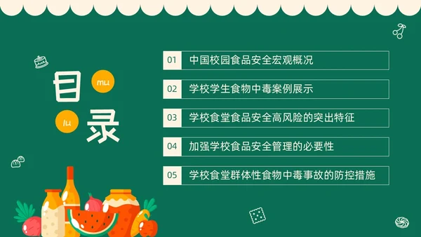 绿色黑板插画风学校食品安全宣传PPT全国食品安全法宣传周