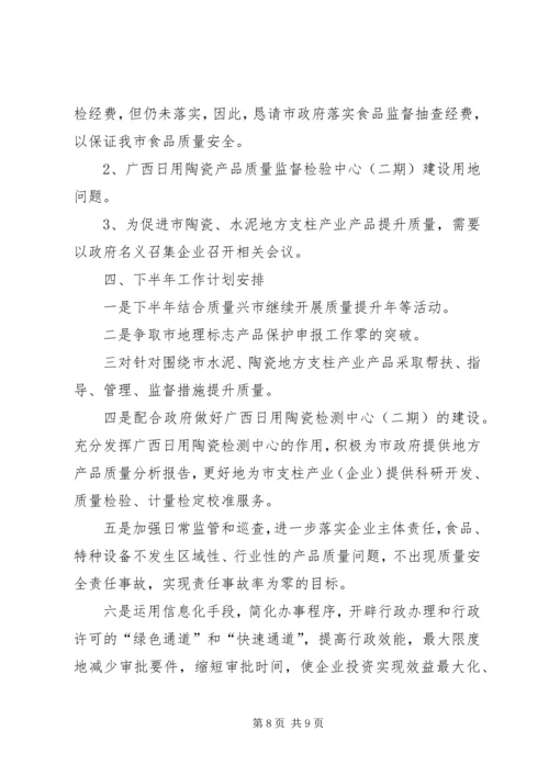 市质监局上半年工作总结及下半年工作计划.docx