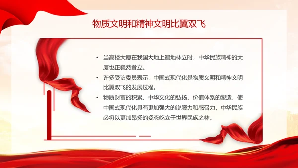 黄色浅底简约全国两会深刻阐释中国式现代化主题PPT模板