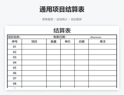 通用项目结算表