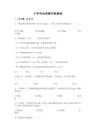 小学毕业班数学检测卷附完整答案（名校卷）.docx