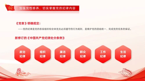红色线条剪影党政党建党课党的纪律动态PPT建党节