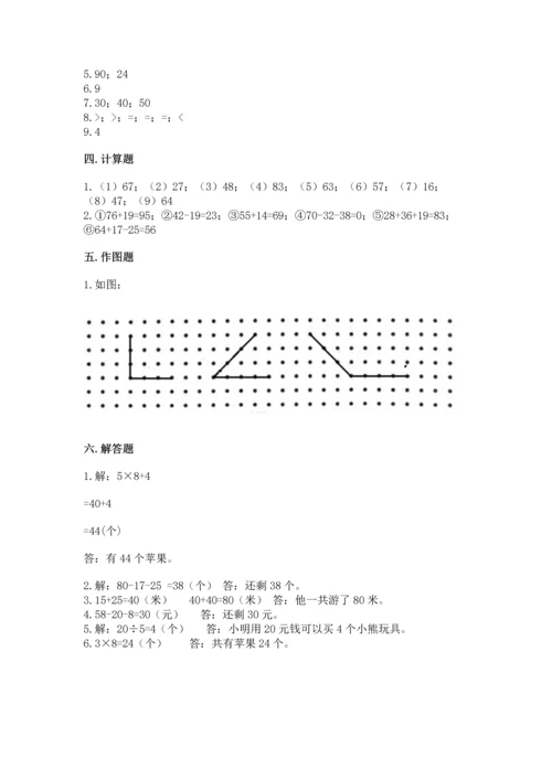 人教版数学二年级上册期末测试卷附答案（基础题）.docx