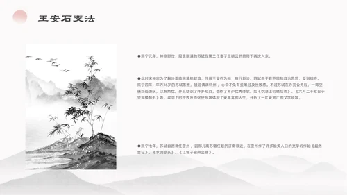 浅色简约水墨中国风苏东坡传ppt模板读书分享