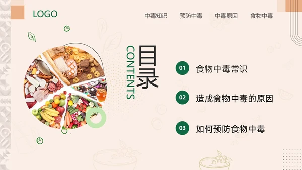 绿色简约幼儿园食物中毒防食物中毒PPT模板宣传PPT动态PP食品安全