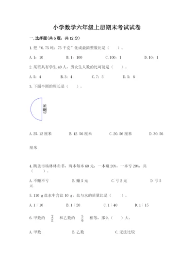 小学数学六年级上册期末考试试卷及完整答案【有一套】.docx