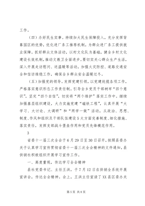 关于学习贯彻十一届四次全会精神的情况报告.docx