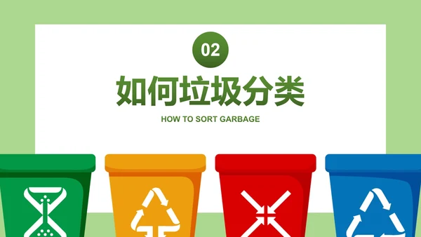 卡通插画垃圾分类教学主题教育PPT模板