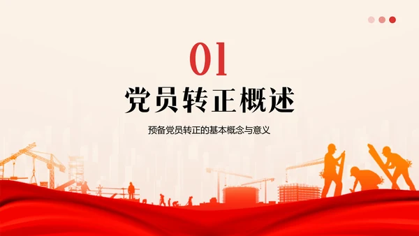 红色党政风预备党员转正资格答辩PPTPPT模板