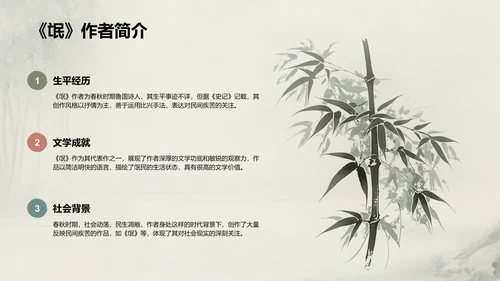 绿色复古风《氓》文言文词句解析PPT模板