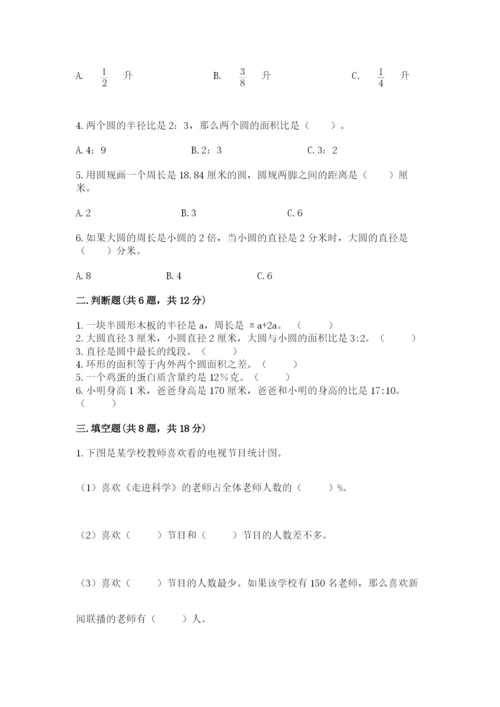 六年级上册数学期末测试卷及参考答案【培优】.docx