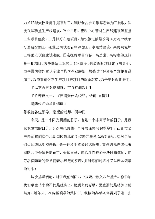 重点项目交账会领导讲话稿